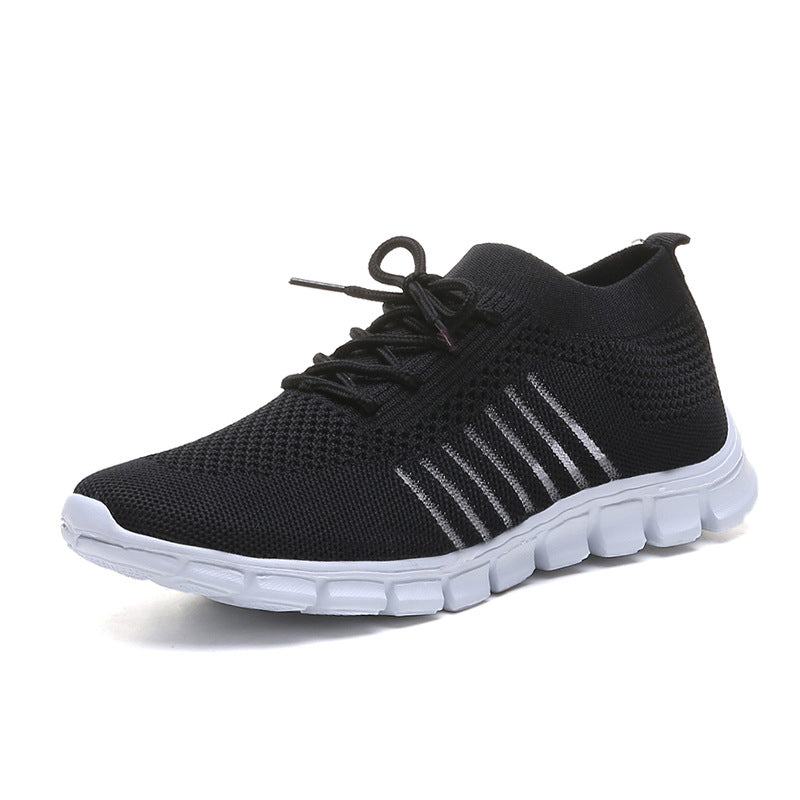Casual Ladies Shoes Breathable Women Flying Knit Sports Shoes Flat Shoes
