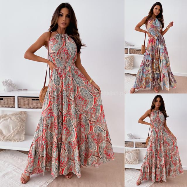 Fashion Sexy Floral Halter Dress