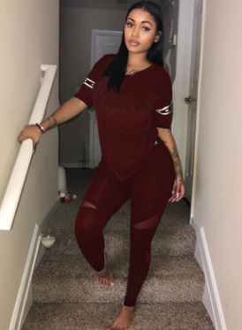 Women Tracksuit Short Sleeve T Shirt + Pants