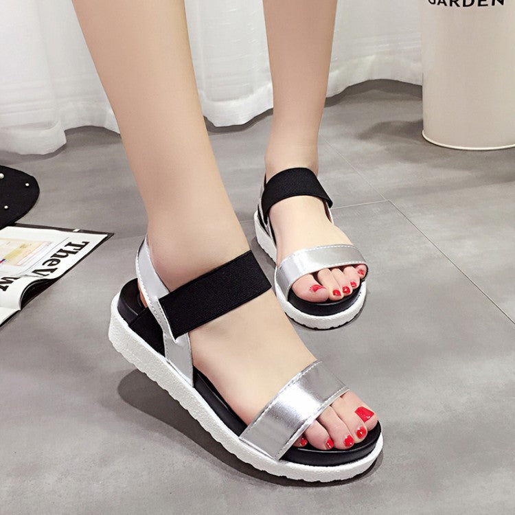 Platform elastic sandals