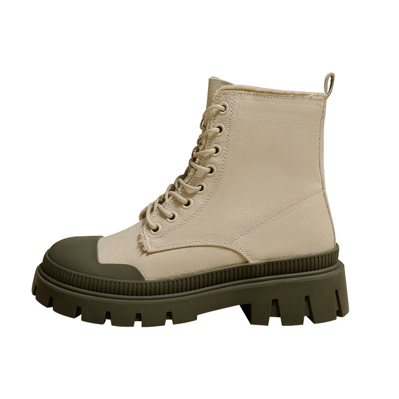 Trendy Cool Thick-soled And Thin Niche Stitching Motorcycle Boots