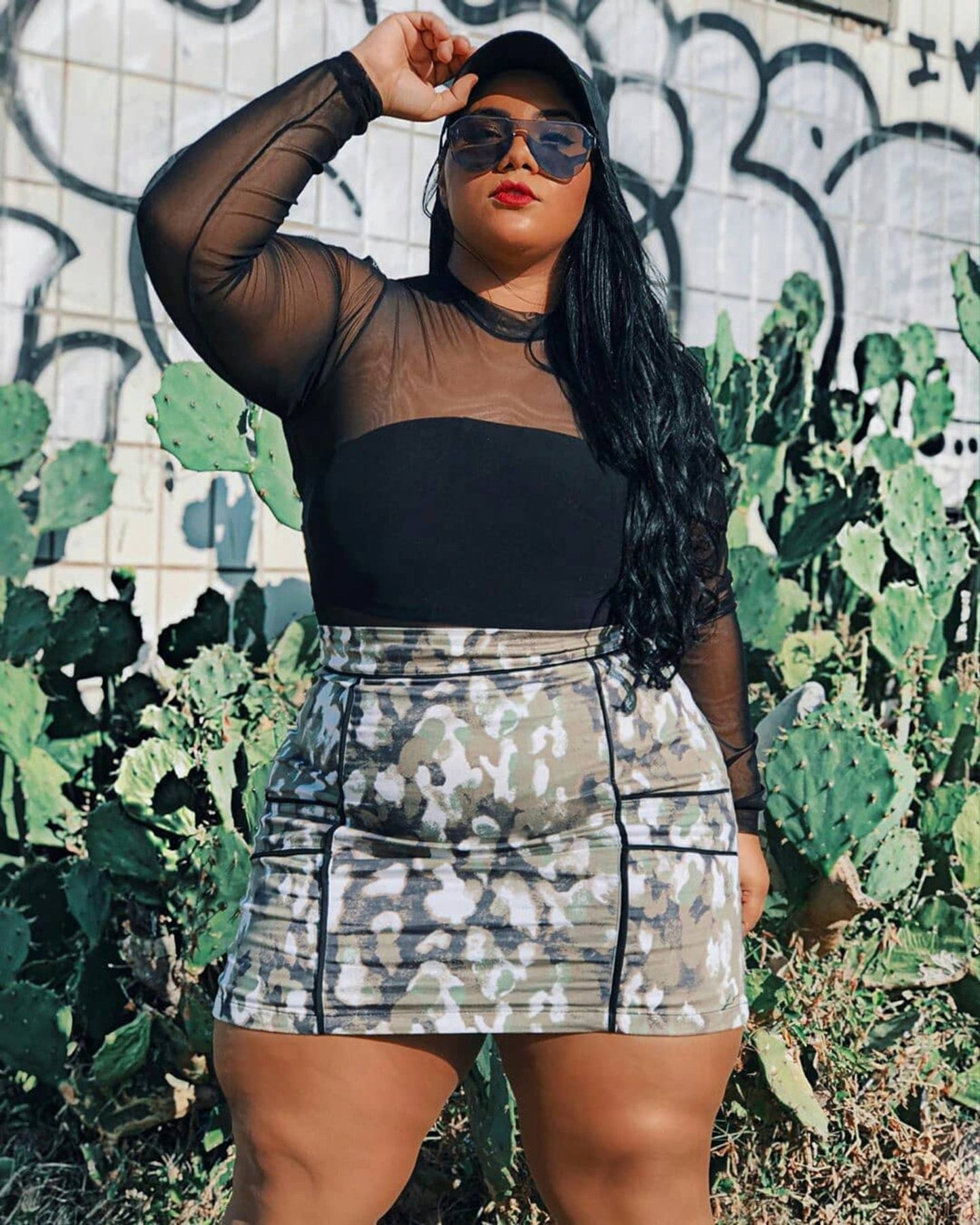 Printed Stitching Plus Size Fat Woman Skirt