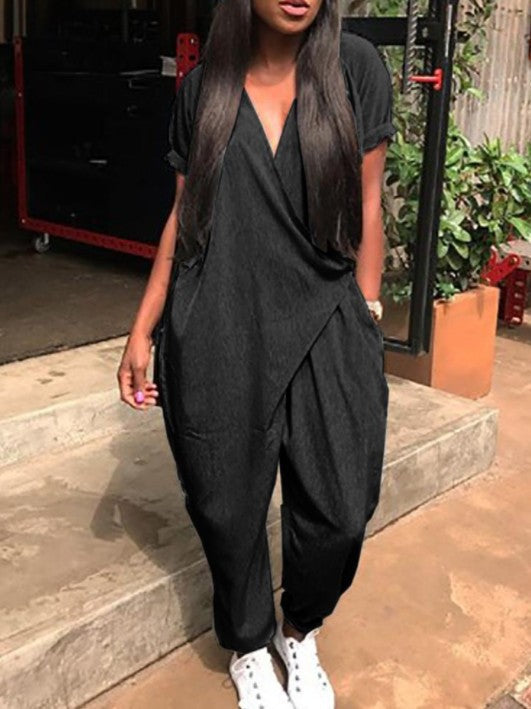 Fashion Women's Loose V-neck Jumpsuit