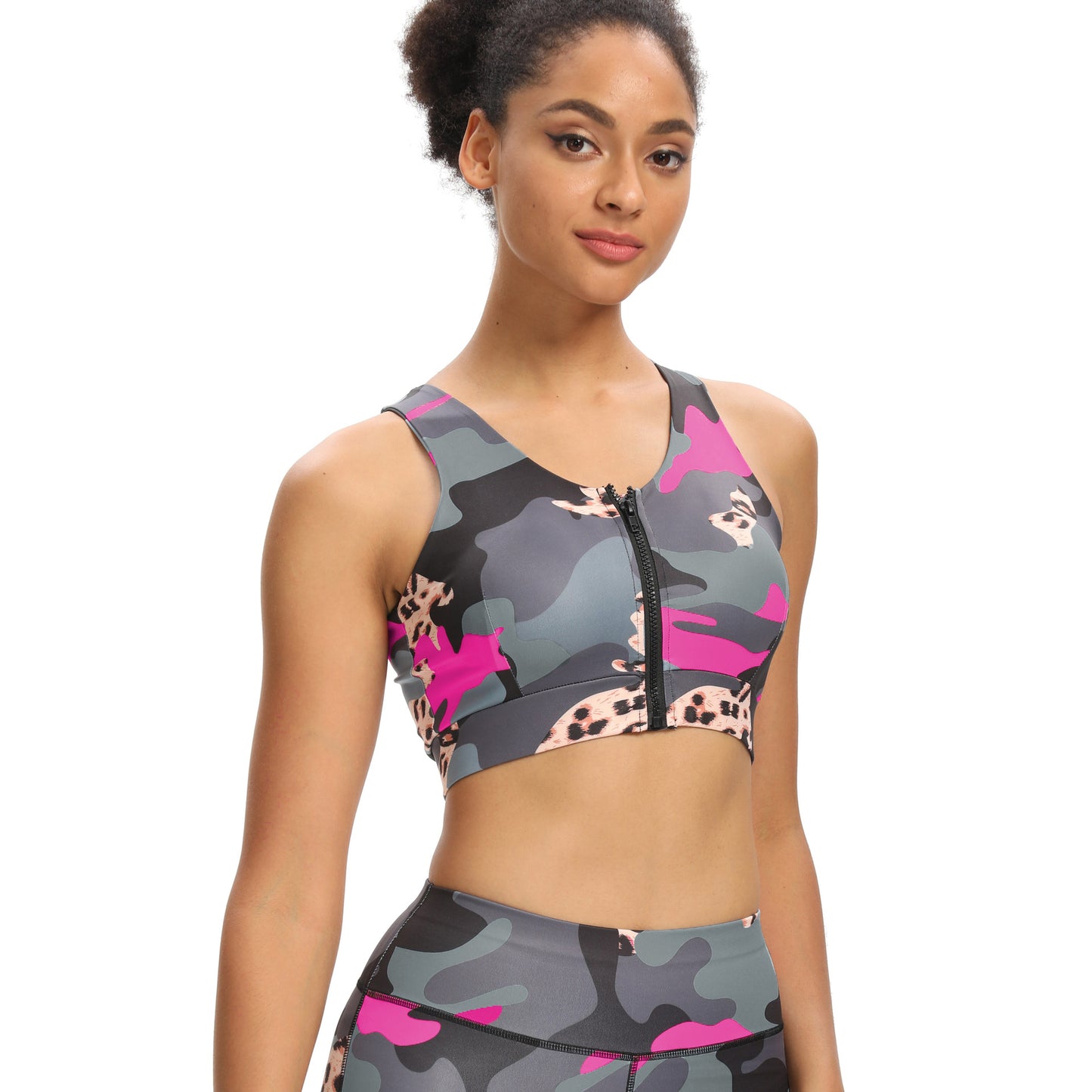 Women's Fashion Camouflage Print Yoga Pants Undershirt Set