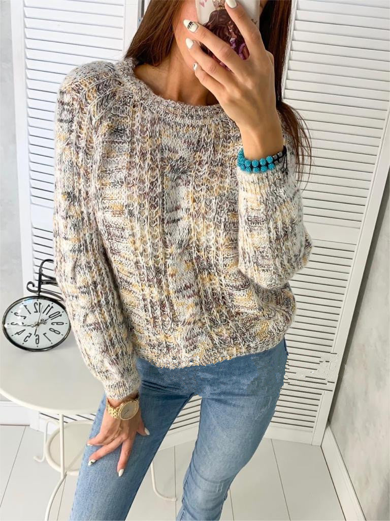 Loose round neck sweater women loose pullover sweater