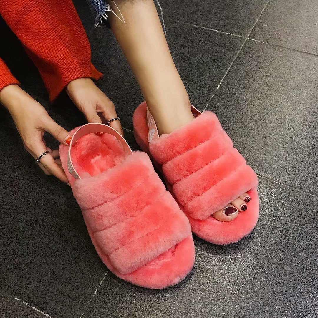 Women's fur sandals