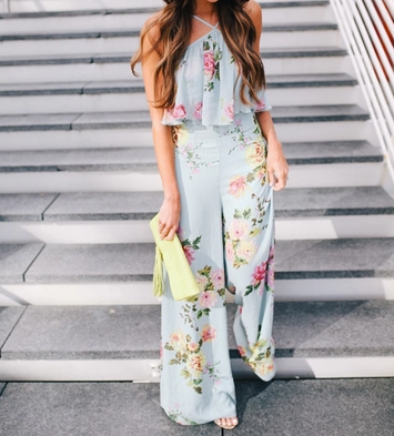 Bohemian Printed Jumpsuit Casual Straight Pants