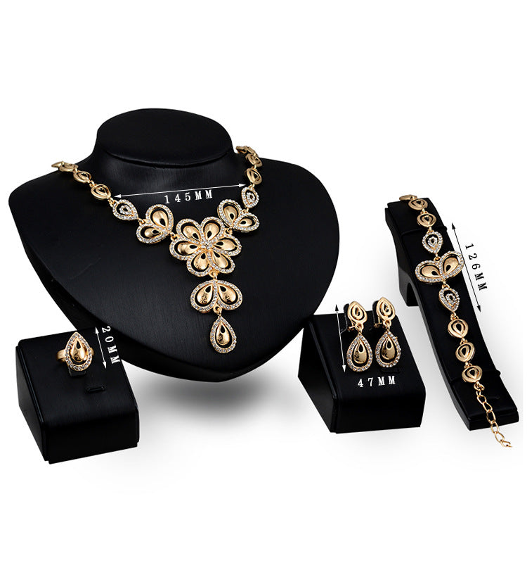 Origin supplies gold jewelry, four pieces of big butterfly, bridal jewelry, ladies banquet Jewelry Gift Set