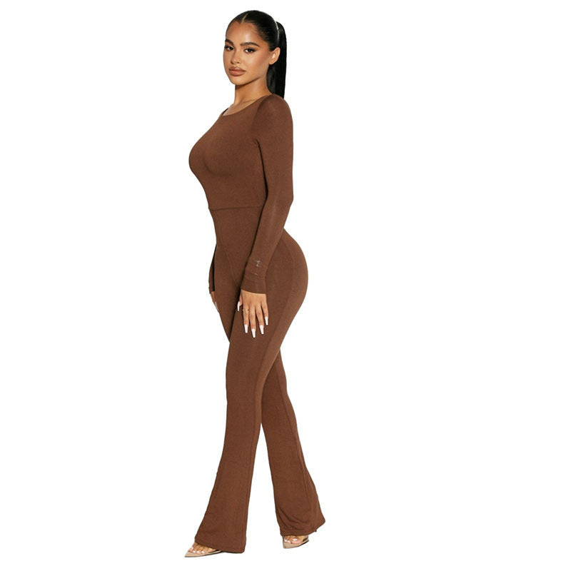 Stretch  Back Autumn And Winter Women's Long-sleeved Jumpsuit