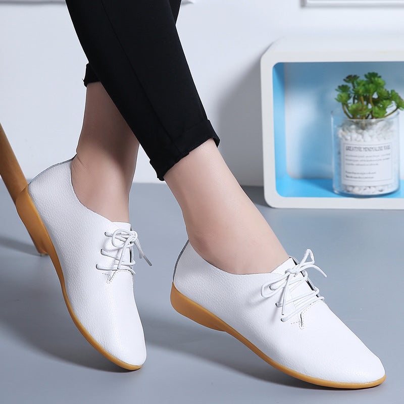 Little white shoes women flat British style