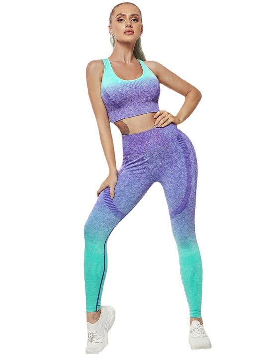 Tie Dye Gradient Color Yoga Clothing Set