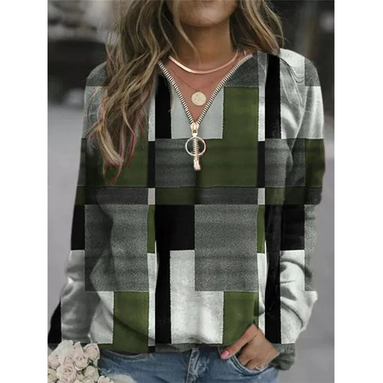 Women's Tops Checkered Sweaters Fleece Jackets