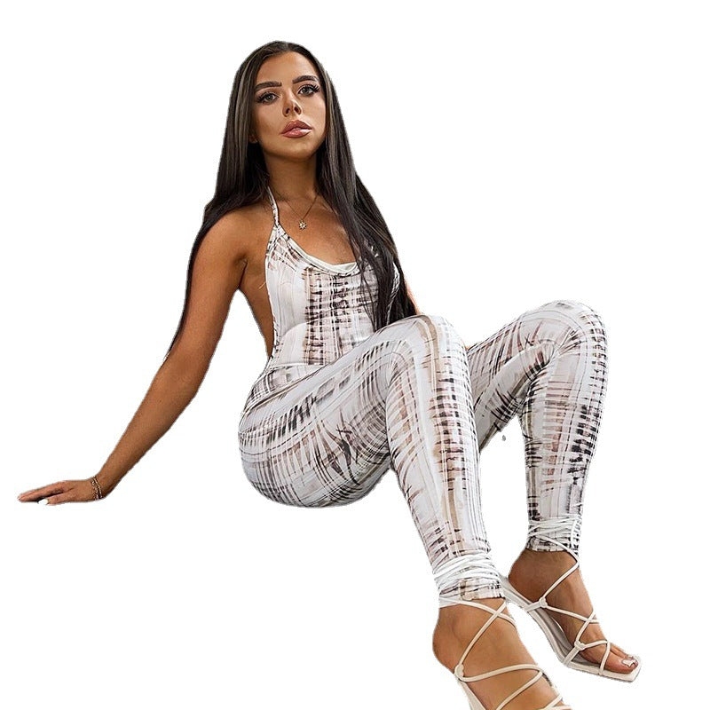 DIGITAL PRINTED OFF SHOT NECK HANGER Hip Lifting Bodysuit