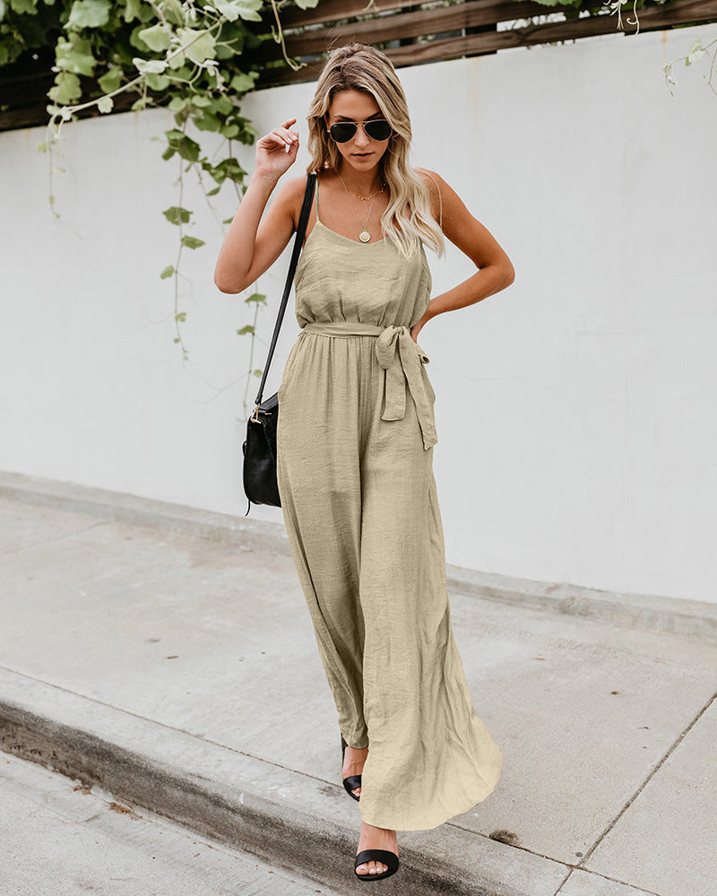 Sling jumpsuit with wide legs