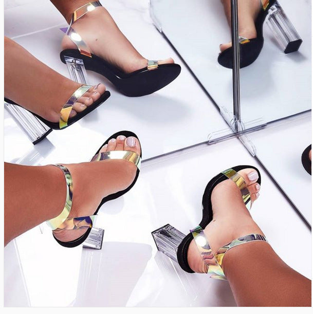 Crystal heel sandals