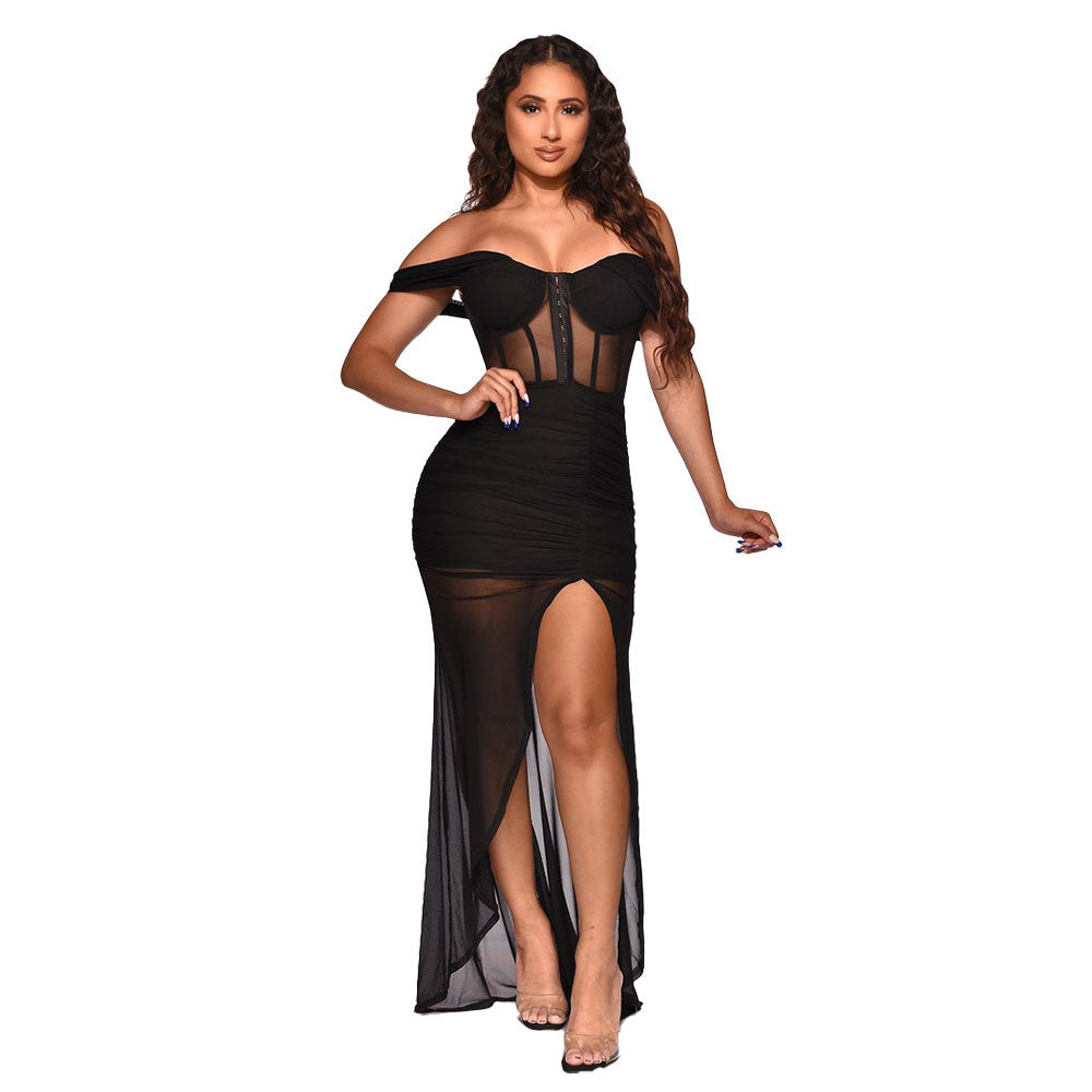 Strapless Slim Dress Nightclub Clothes