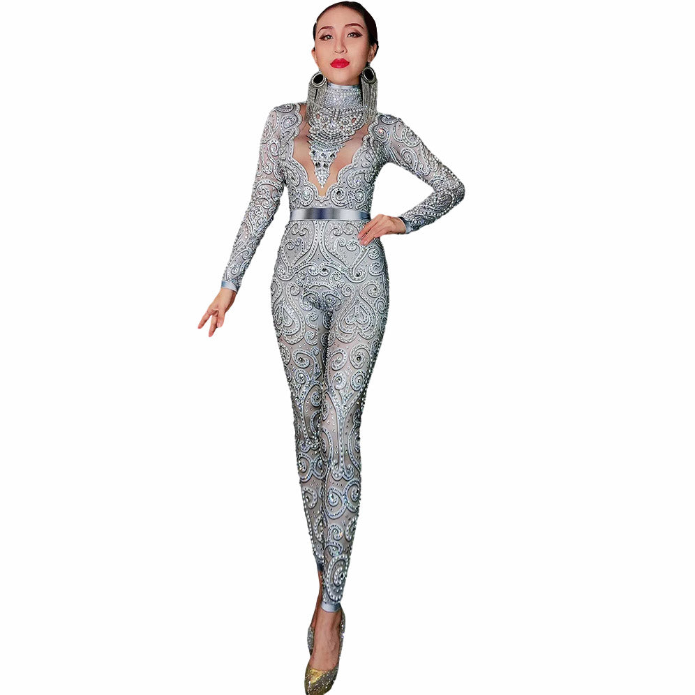 Women's Slim Fit Bodysuit Rhinestone Performance Costume