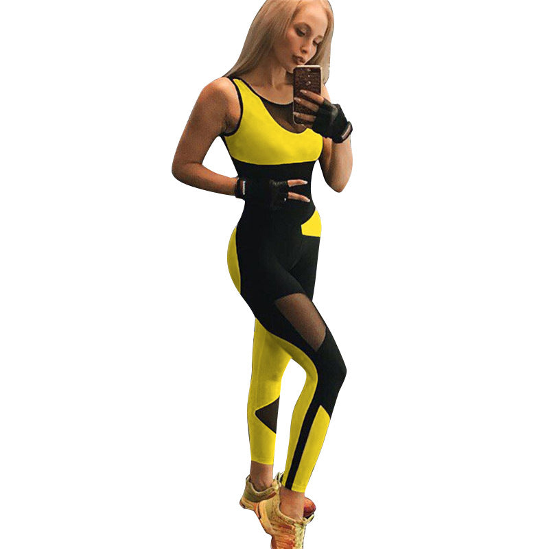 Mesh Stitching Yoga Fitness Jumpsuit