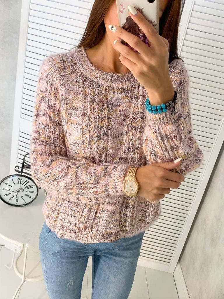 Loose round neck sweater women loose pullover sweater