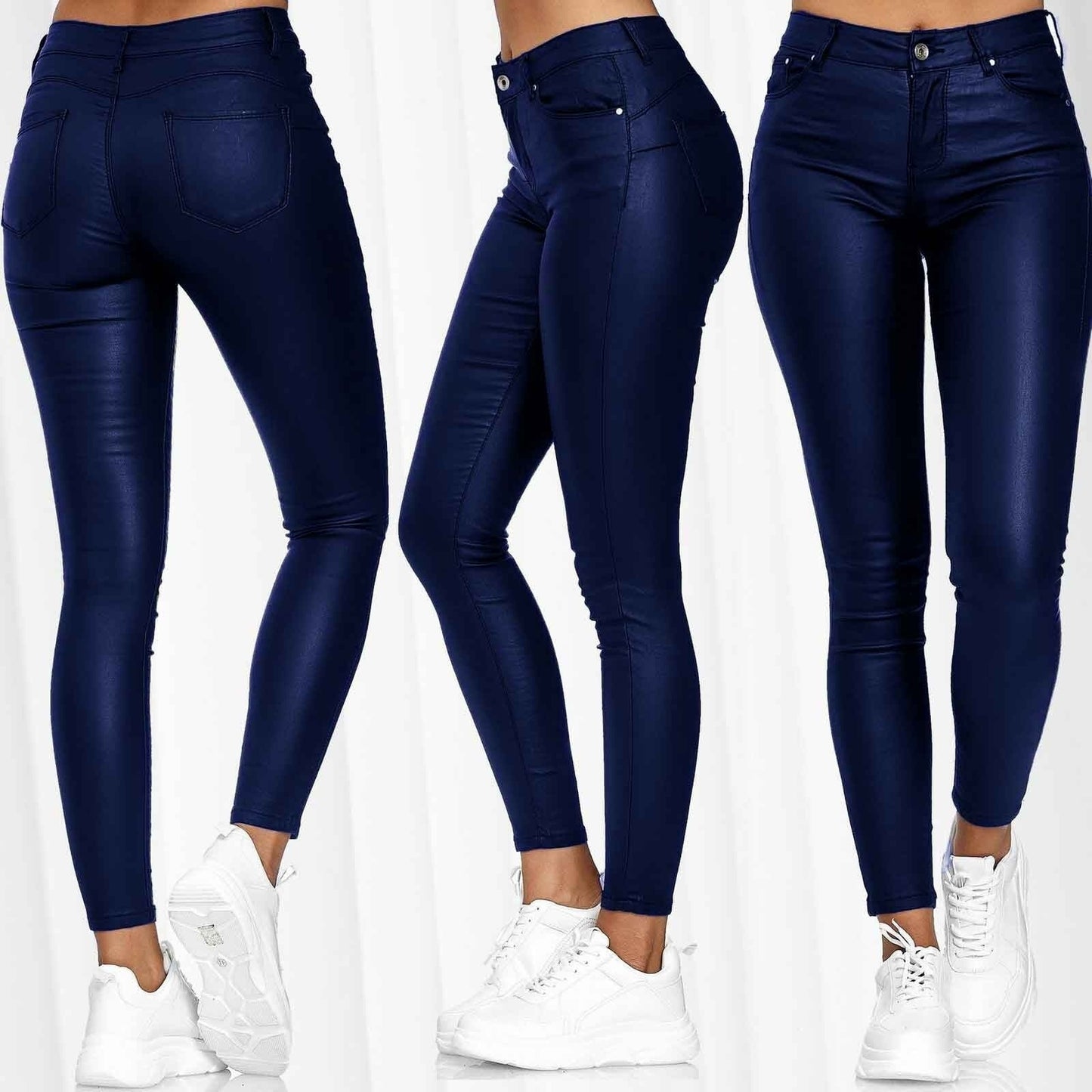 Womens PU Casual Pants Foot Pants