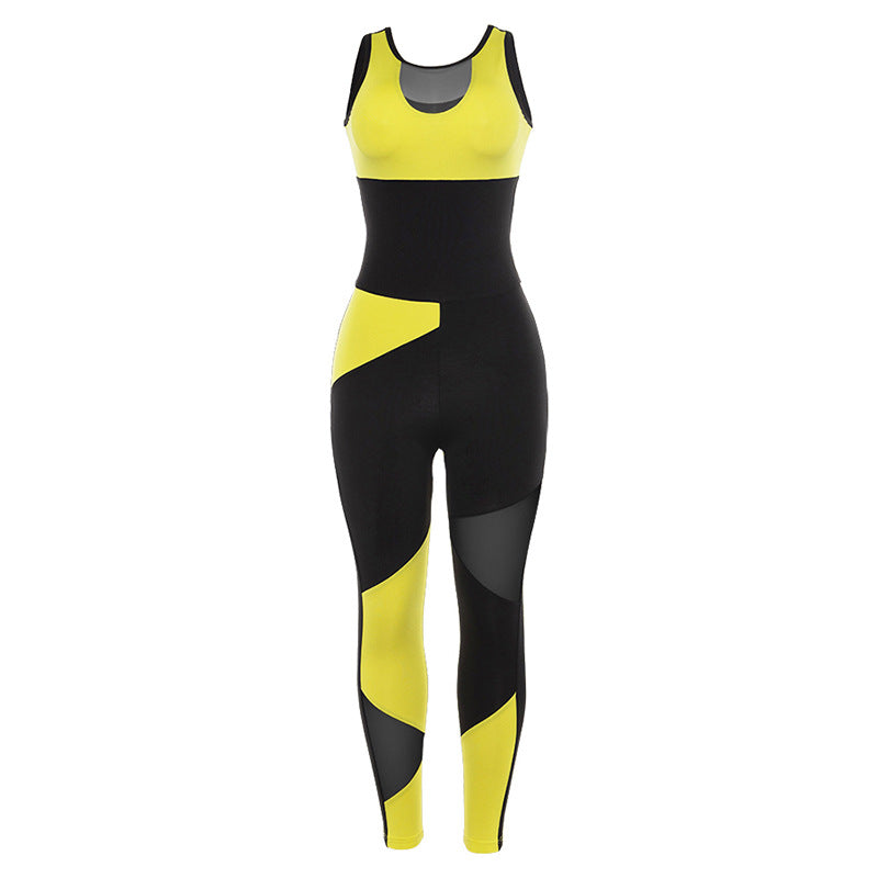 Mesh Stitching Yoga Fitness Jumpsuit