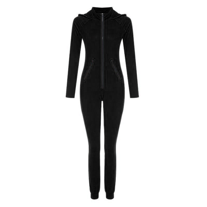 Long-sleeved hooded sports jumpsuit