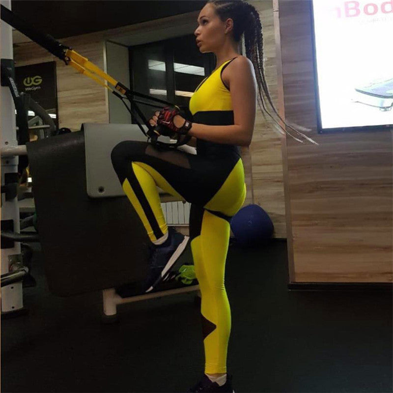 Mesh Stitching Yoga Fitness Jumpsuit