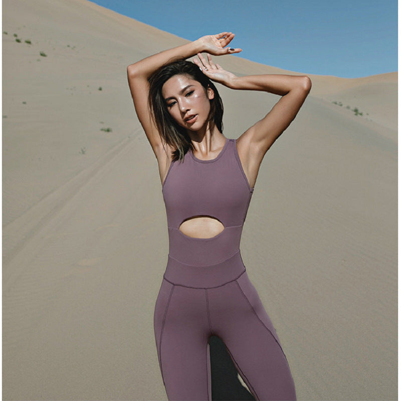 Nude high-end fashion temperament one-piece aerial yoga suit