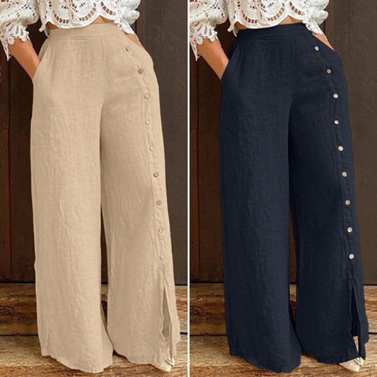 Slit Wide Leg Pants High Waist Pants Loose Urban Casual Pants