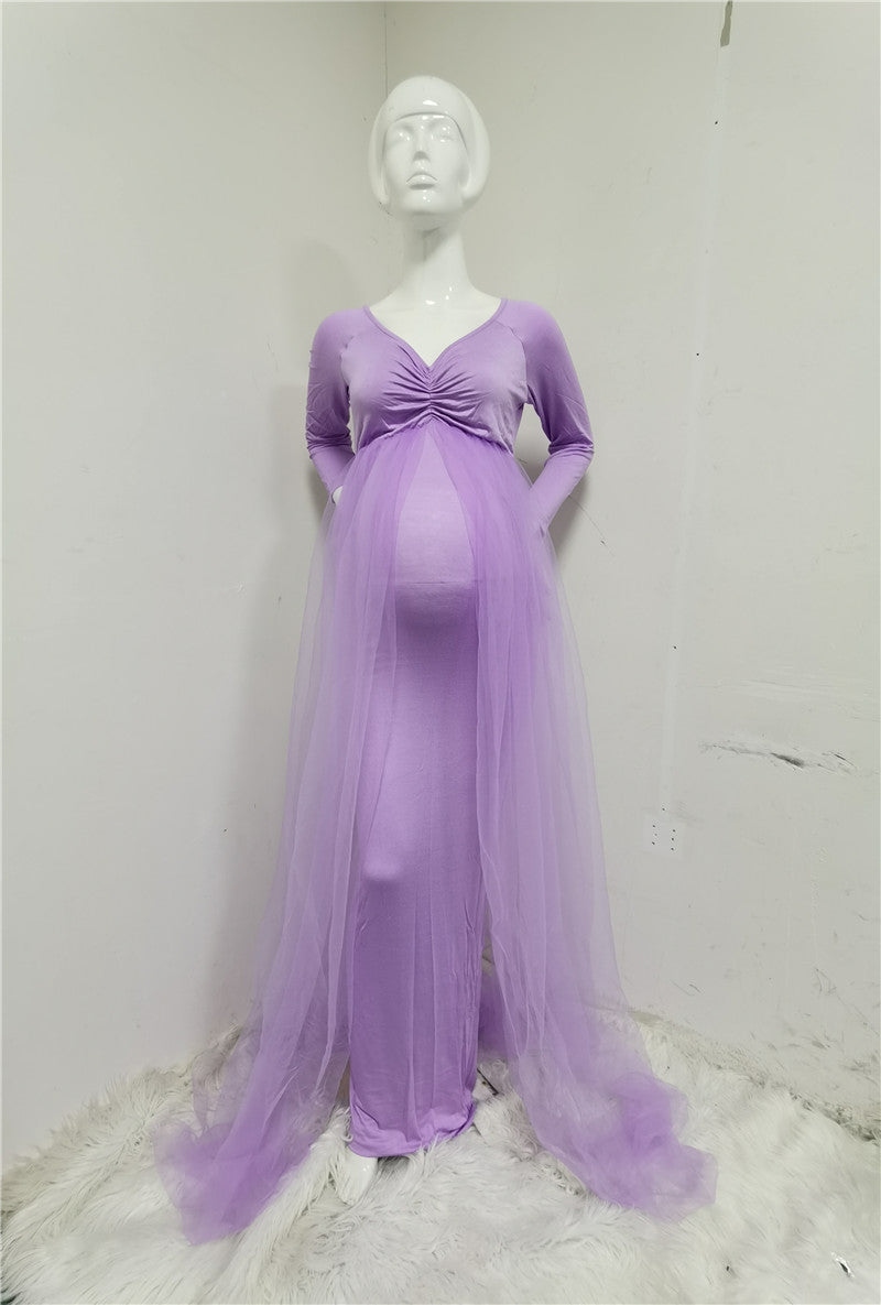 Pregnant Woman Photo Tube Top Chiffon Dress