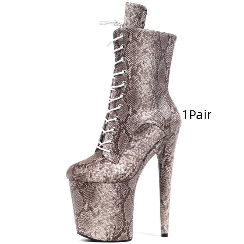 Super High Heel Ankle Boots Snake Print