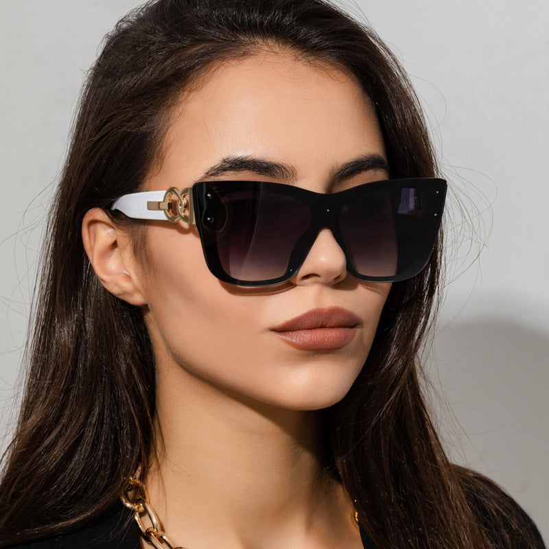 European And American Fashion Cat Eye Rice Nails Women's Sunglasses