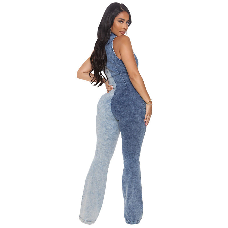 Women's Fashionable Denim Jumpsuit With New Washing Technology