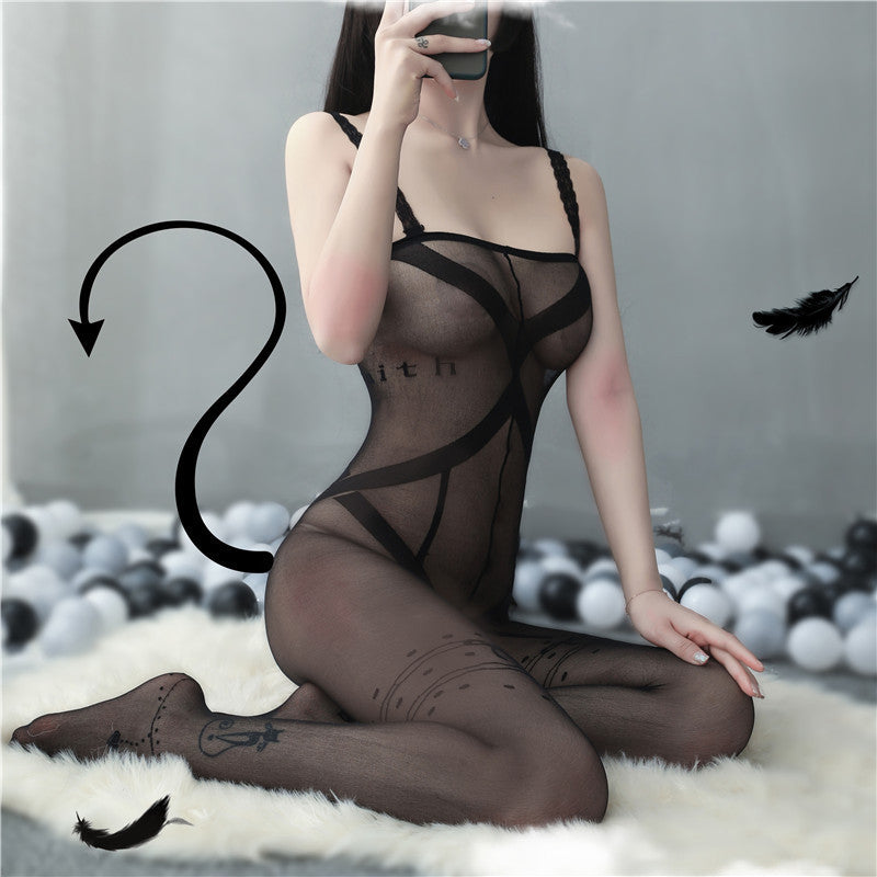 Sexy Lingerie Stockings Bodysuit Torn Temptation Transparent