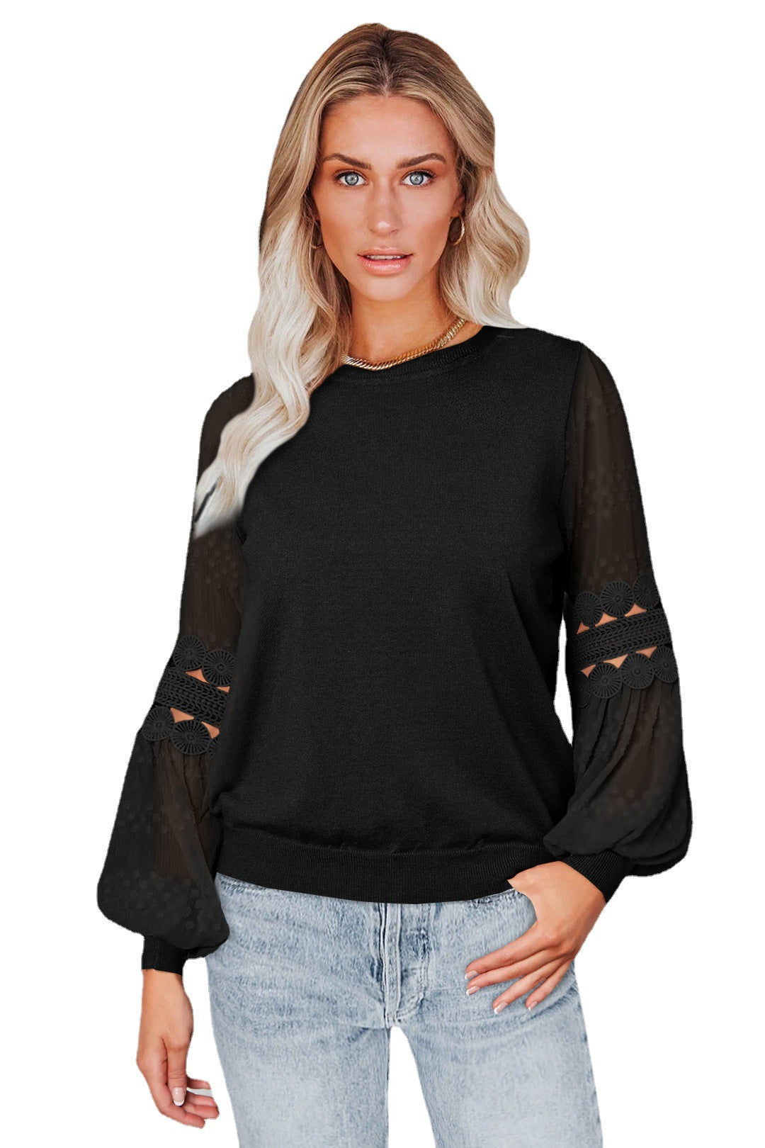 Women's Fashion Long Sleeve Round Neck Pullover Top