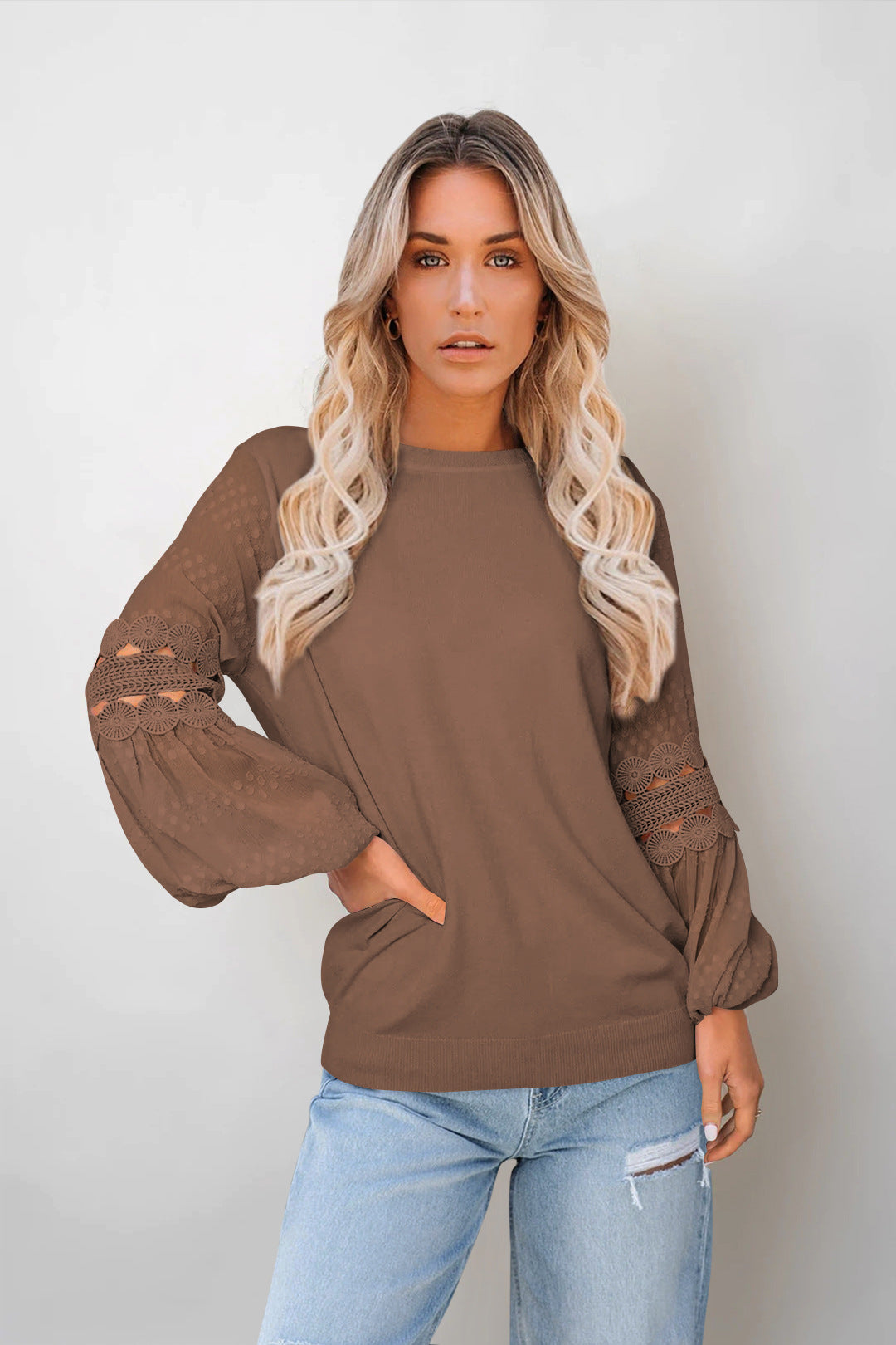 Women's Fashion Long Sleeve Round Neck Pullover Top